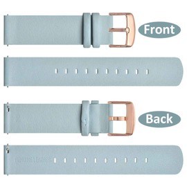 WOCCI 18mm Flexible Leather Watch Band for Smart Watch with Rose Gold Buckle (Light Blue)