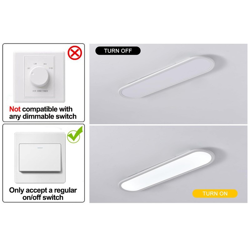 Ganeed 27.6 Inch LED Ceiling Light,Full Spectrum Linear Ceiling Lamps,6500K