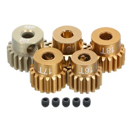 QUARKZMAN 5pcs 32DP M0.8 Motor Pinion Gear 3.175mm Shaft 16T/17T/18T/19T/20T Hardened Aluminum Sprockets for 1/10 RC Model Car Gold