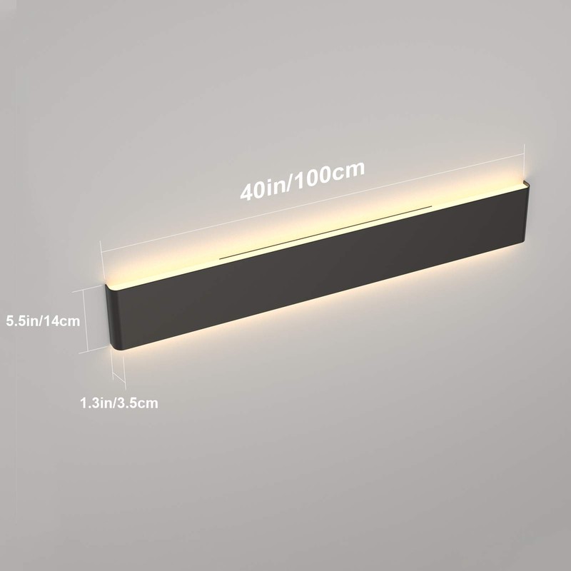 Ralbay 39.3inch Modern Black Vanity Light Fixtures LED Bathroom Wall