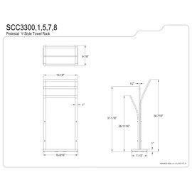 Kingston Brass SCC3300 Edenscape Freestanding Y-Style Towel-Rack, Matte Black 16.56 x 9.88 x 34.44
