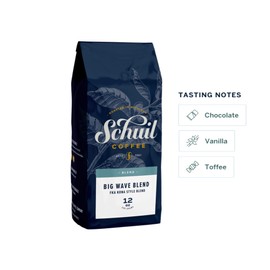 Big Wave Blend, Schuil Whole Bean Coffee, Fair Trade, Premium Light Roasted Gourmet Whole Coffee Beans (12 Ounce Bag) Formerly Known as Kona Style Blend - Small Batch Coffee Beans, Smooth and Full Bodied, Light Roast, Specialty Coffee