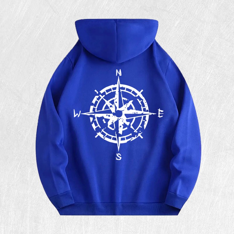 Compass Graphic Hoodie 100% Cotton US Warehouse 6 ColorsColor: Light