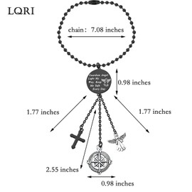 LQRI Guardian Angel Protect Jewelry Guardian Angel Car Charm Light My Way Keep Me Safe Every Day Rearview Mirror Car Ornament Drive Safe Gift for New Driver Trucker (Guardian Angel Car Charm Black)