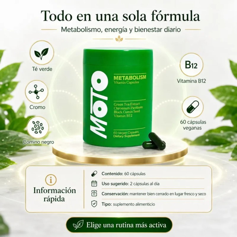 Cápsulas Para Energía Diaria Y Control De Metabolismo