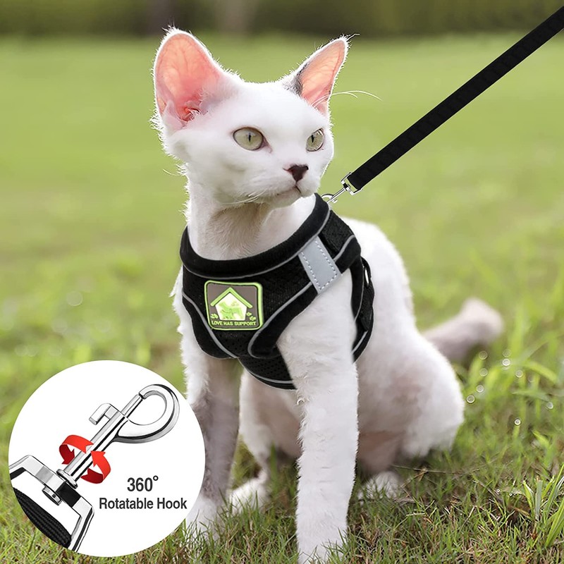 Adjustable Cat Harness, Escape Proof, Adjustable Cat Harness with Lead,