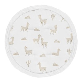 Sweet Jojo Designs Boho Llama Boy or Girl Baby Playmat Tummy Time Infant Play Mat - Gender Neutral Beige Taupe Tan and White Bohemian Southwest Aztec Watercolor Mountain Cactus Alpaca Farmhouse Animal