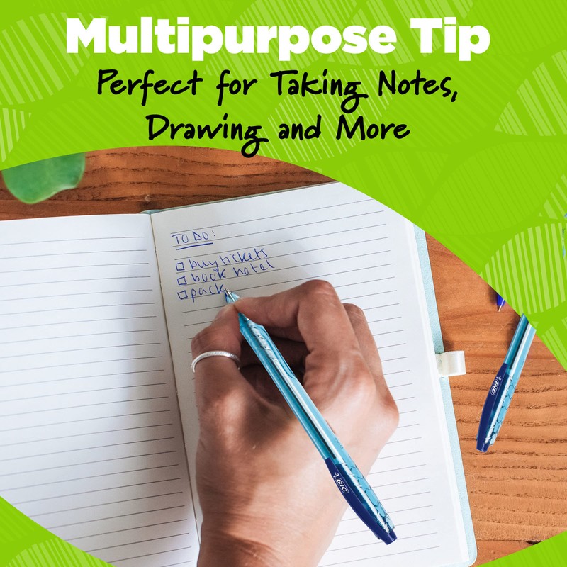 BIC Ecolutions Ocean-Bound Ball Pens, Medium Point (1.0mm), 4-Count Pack,