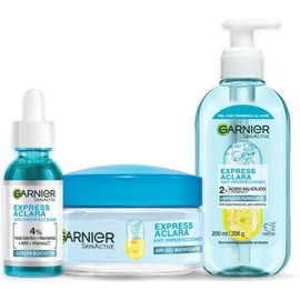 Garnier Skin Active Kit Express Anti Imperfecciones: Gel Limpiador Facial + Serum anti acne + Crema Facial Hidratante Matificante en Gel