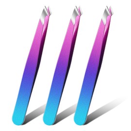 Honoson 3 Pieces Eyebrow Tweezers Stainless Steel Pointed Tip Pointed Hair Removal Tweezers Precision Tweezers Splinter Plucking and Ingrown Hair Removal for Facial Hair (Gradient)