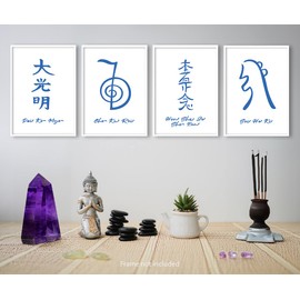 Poster Reiki Symbols German - Reiki Accessories - Reiki Learning - Reiki Gifts - Reiki Decoration - Reiki Utensils [Set of 4 Posters in A4 Format]