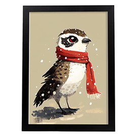 Nacnic Fish Hawk Poster in Watercolour Style. Illustrations of Cute Baby Animals wearing Red for Children's Rooms. Interior Design and Decoration. Size A3.