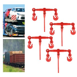 4 Pack Ratchet Load Binder, 1/2" - 5/8", Lever Binder with 13000 Pound Working Load Limit, Heavy-Duty Chain Binder, G70/G80 Transport Chain Chain Hook for Flatbed Truck Trailer
