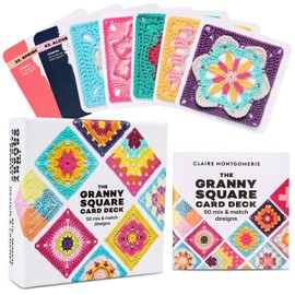 Byffoer Granny Square Crochet Cards, Pack of 50 Mix and Match Designs Crochet Cards, Granny Square Crochet Cards with Writing and Photo for Each Granny Square Crochet Cards and Practical So-Geht's