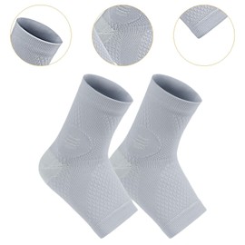 Folpus Ankle Compression Socks Elastic Ergonomic Design for Men/Women Lightweight Shockproof Ankle Sleeves Foot Support Sleeve, Gray, L