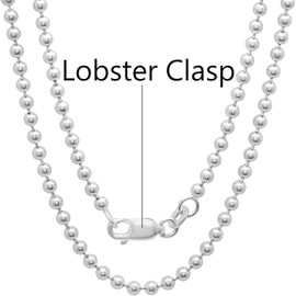 Savlano 925 Sterling Silver Italian 2.3mm Solid Bead Ball Dog Tag Chain Necklace Comes With Gift Box for Women & Men - Made in Italy (18, 2.3mm)