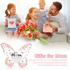 MOTONG Mum Birthday Gifts, Birthday Gifts for Mum, Christmas Butterfly Shaped Acrylic Plaque Mum Gifts for Birthday, Exquisite Gifts for Mum Birthday, Presents for Mum from Daughter Son Mothers Day