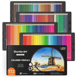Shuttle Art 172 Colored Pencils, Soft Core Color Pencil Set for Adult Coloring Books Artist Drawing Sketching Crafting