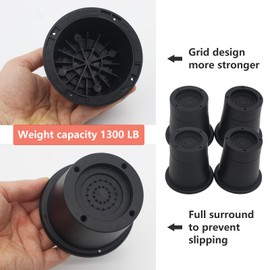 HANIHUA 8 Pack Furniture Risers 3 inch Black Bed Risers, Bed Lifts Risers for Sofa, Couch, Desk, Bed Elevators Heavy Duty Bed Frame Risers Table Leg Extenders Supports Up to 1,300 Lbs