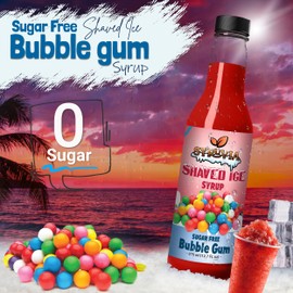 Syruvia Sugar-Free Snow Cone Syrup 12.7oz -Bubble Gum - 0 Calorie Syrup For Shaved Ice, Snow Cones, Slushies, Italian Soda, Popsicles. Keto Friendly, Kosher, Dairy Free