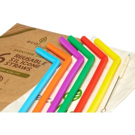 Reusable Silicone Straws – 6 Pack with Cleaning Brush – BPA-Free, Eco-Friendly, Dishwasher Safe – Flexible Drinking Straws for Tumblers, Smoothies, Kids & Adults