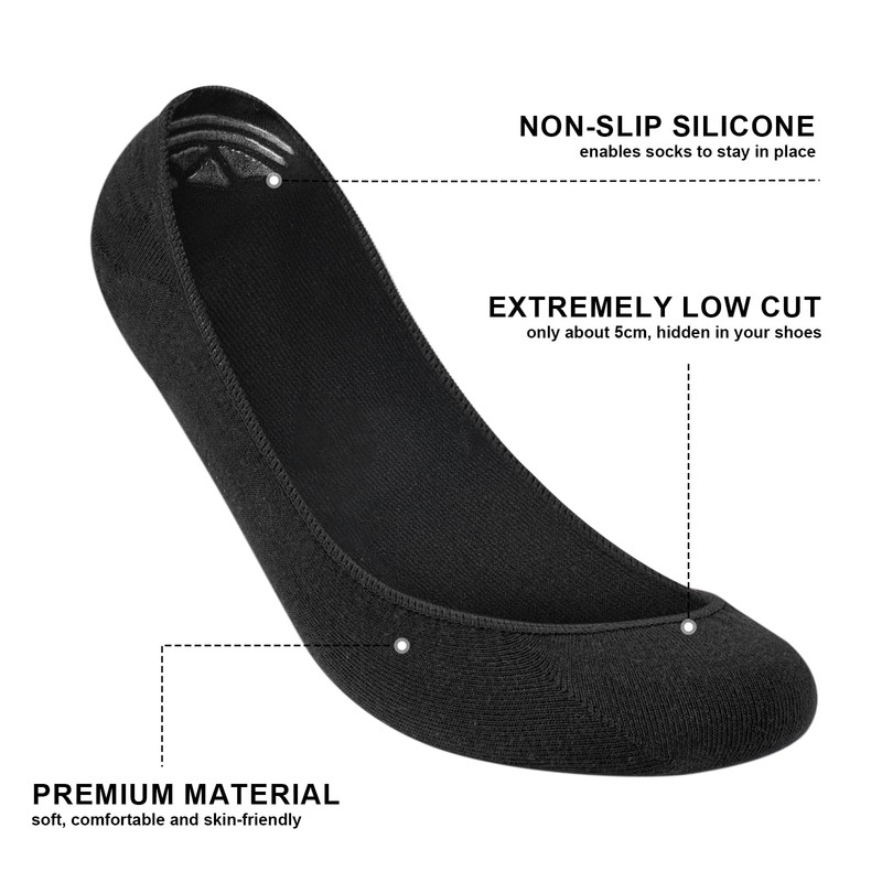 Blu Ninfee No Show Socks Mens 6-8, 6Pairs Invisible Socks