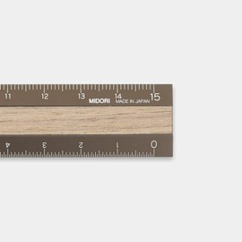 Midori 42280006 Aluminum Wood Ruler 5.9 inches (15 cm), Brown x Brown