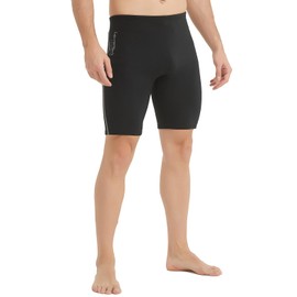 Lemorecn Men's 2mm Neoprene Wetsuit Shorts, Super Stretch Swim Shorts for Scuba Diving Surfing Swimming Snorkeling (UK1126-BLACKGRAY-L)