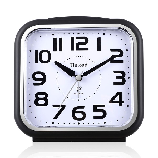 5.5" Large Analog Alarm Clock Silent Non Ticking, Gentle Wake,