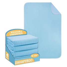 DAHAPYBOO Washable Underpads, 36"x54" 4 Pack Incontinence Bed Pads, Heavy Absorbency Reusable for Elderly, Kids, Adults and Pets, Waterproof Quick Drying for Bed, Sofa, Floor