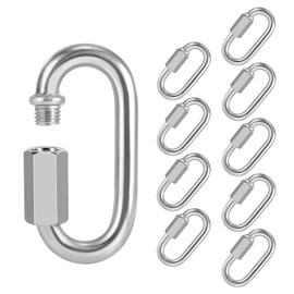 Keilend M4 Screw Quick Link Oval Chain Repair Links 10 Pack, 5/32 Inch Stainless Steel Small Carabiner Clips for Keys, Backpacks and Traveling Accessories, Sliver, Max 375 Lbs