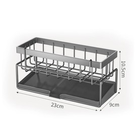 yufana Sink Organiser, Sponge Drain Rack, Sink Sponge Holder, with Drip Tray and Towel Holder, for Super Organiser for Kitchen Sink and Bathroom (Grey)