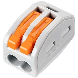 GKEEMARS 50 Pcs Lever Wire Nut Wire Connector 222-412, Compact Splicing Connectors for Solid Stranded Flexible Wires (2 Conductor-Orange)