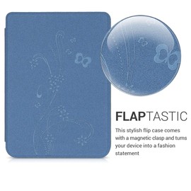 kwmobile Flip Case Compatible with Tolino Page 2 Case - eReader Case - Tendrils Butterfly Dark Blue