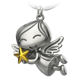 FABACH Guardian Angel Keyring Lucky with Star - Metal Christmas Angel - Christmas Guardian Angel Lucky Charm - Angel Keyring Guardian Angel as a Gift for Girlfriend, gold, Modern