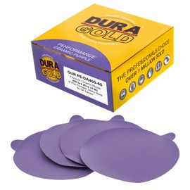Dura-Gold Premium 400 Grit 6" PSA Purple Film Ceramic Sanding Discs, Box of 50 - Self Adhesive Stickyback Sandpaper for DA & Random Orbital Sanders - Abrasive Sand Auto Paint, Metal, Wood, Woodworking