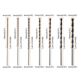 sourcing map 7pcs Brad Point Drill Bits 4-12mm Dia Straight Round Shank Drill Metric Brad Point 5.91 Inch Drilling Depth Spiral Twist Drill Bits for Carpenter Woodworking Plastic Rubber