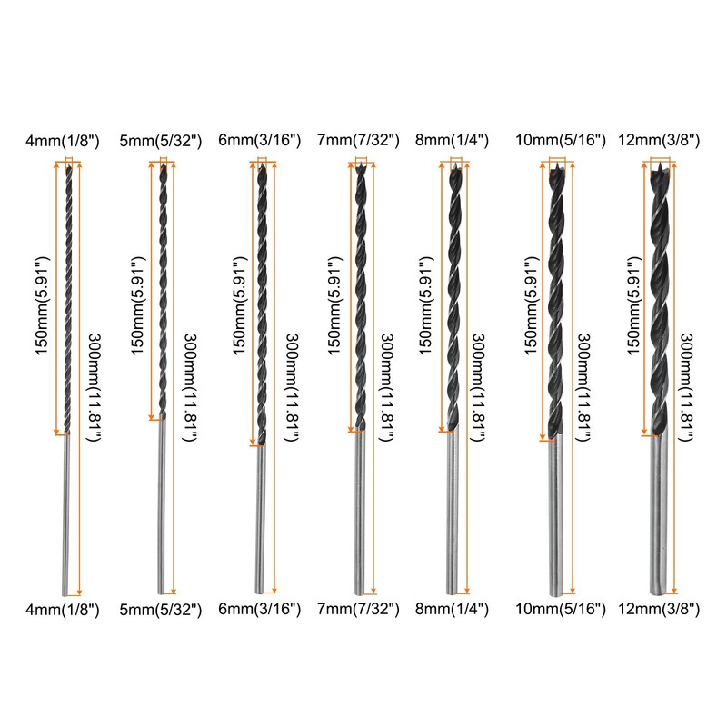sourcing map 7pcs Brad Point Drill Bits 4-12mm Dia Straight