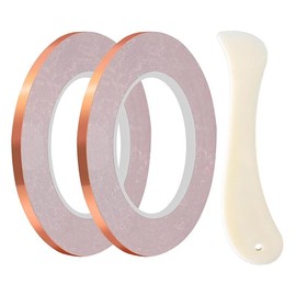 2 Rolls 7/32 Inch Double Sided Conductive Copper Foil Tape Black Back Copper Foil for Stained Glass, with Copper Foil Hand Foiler, Stained Glass Welding Copper Foiling Tool (2 Roll)