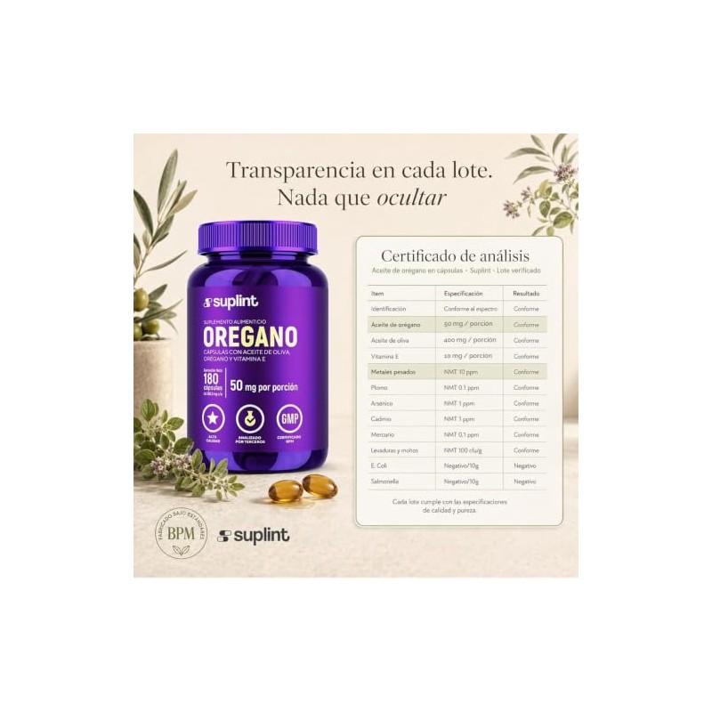 Aceite de Orégano (Oil of Oregano) con Aceite de Oliva