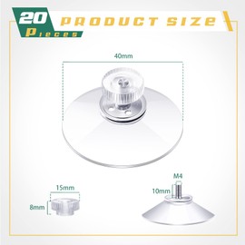 Zopeal 20 Pcs Adhesive Suction Cups Bulk with Screws Nut Plastic Sucker Pad 40 mm Clear PVC Sucker Pad Strong Adhesive Suction Hook Holder for Window Car Glass Shade Cloth Glass Bathroom Wall Door