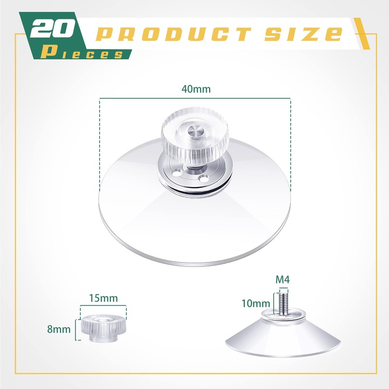 Zopeal 20 Pcs Adhesive Suction Cups Bulk with Screws Nut