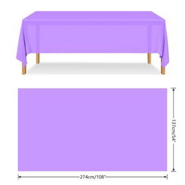 ELECLAND Purple Plastic Table Cover 137 x 274 cm Purple Plastic Tablecloth Rectangle Purple Table Cover for Indoor or Outdoor Baby Shower, Wedding, Birthday Party Decorations