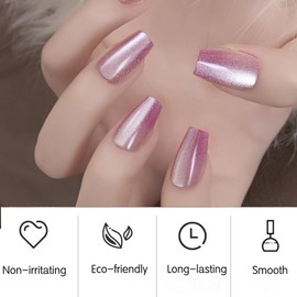 QUIWEN Purple Glitter Crystal Gel Nail Polish, Cat's Eye Effect, Holographic, Non-Toxic, Adults (Unisex), All Seasons