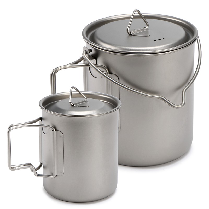 450ml 750ml Cup Set Ultralight Titanium Cup Hanging Pot Set