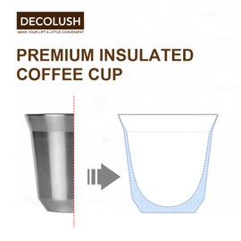 DECOLUSH 75mL (2.5 Ounce) Stainless Steel Espresso Cups - 4 Pack Double Wall Insulated Cups Demitasse Cups Coffee Cup For Drinking, Drinking Coffee, Drinking Beverages