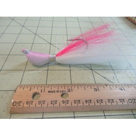 Woody's Fluke Jig 1.5 Oz Banana Bucktail Jig Head Pink /  White