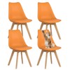 Upholstered Dining Chairs Set of 4 Pu Leather Orange Chairs