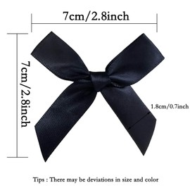 50 Pcs Black Ribbon Bows, 2.8 Inch Satin Fabric Bows, Mini Bows for Gift Wrapping Wedding Party Decorations (Black)