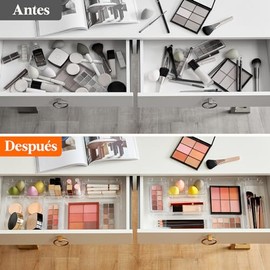 Lifewit 25 PCS Organizador de Cajón para Maquillaje, Cajas y Separadores de Plástico y Acrílico Apilables Multiusos, para joyas y artículos pequeños, 